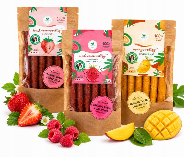 Naturalnie Zdrowi Fruit Snacks Rollsy Strawberry Mango Raspberry 3x50 g