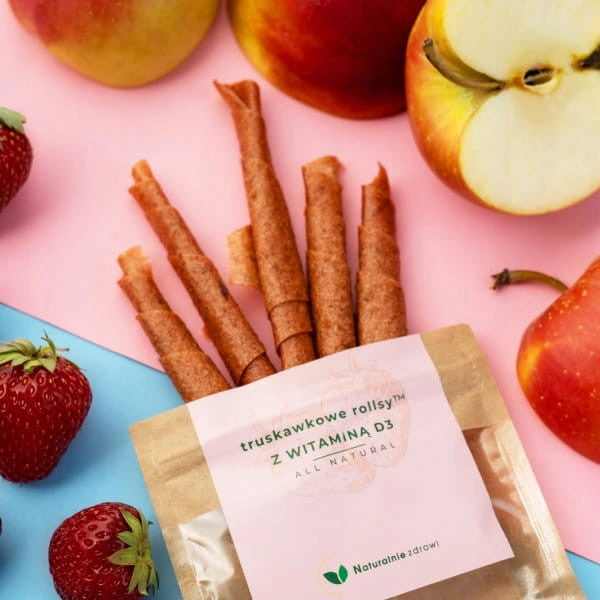 Naturalnie zdrowi Rolls Strawberry Rolls with Vitamin D3 50 g Brand Naturalnie Zdrowi