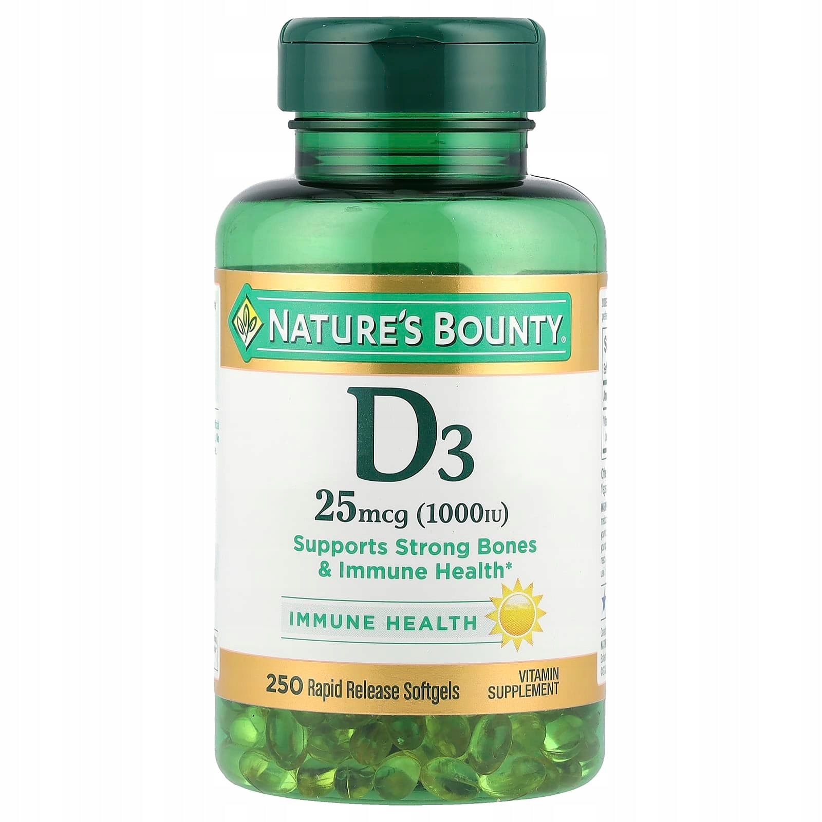 Nature's Bounty, Vitamin D3, 25 µg (1000 IU), 250 quick-release capsules