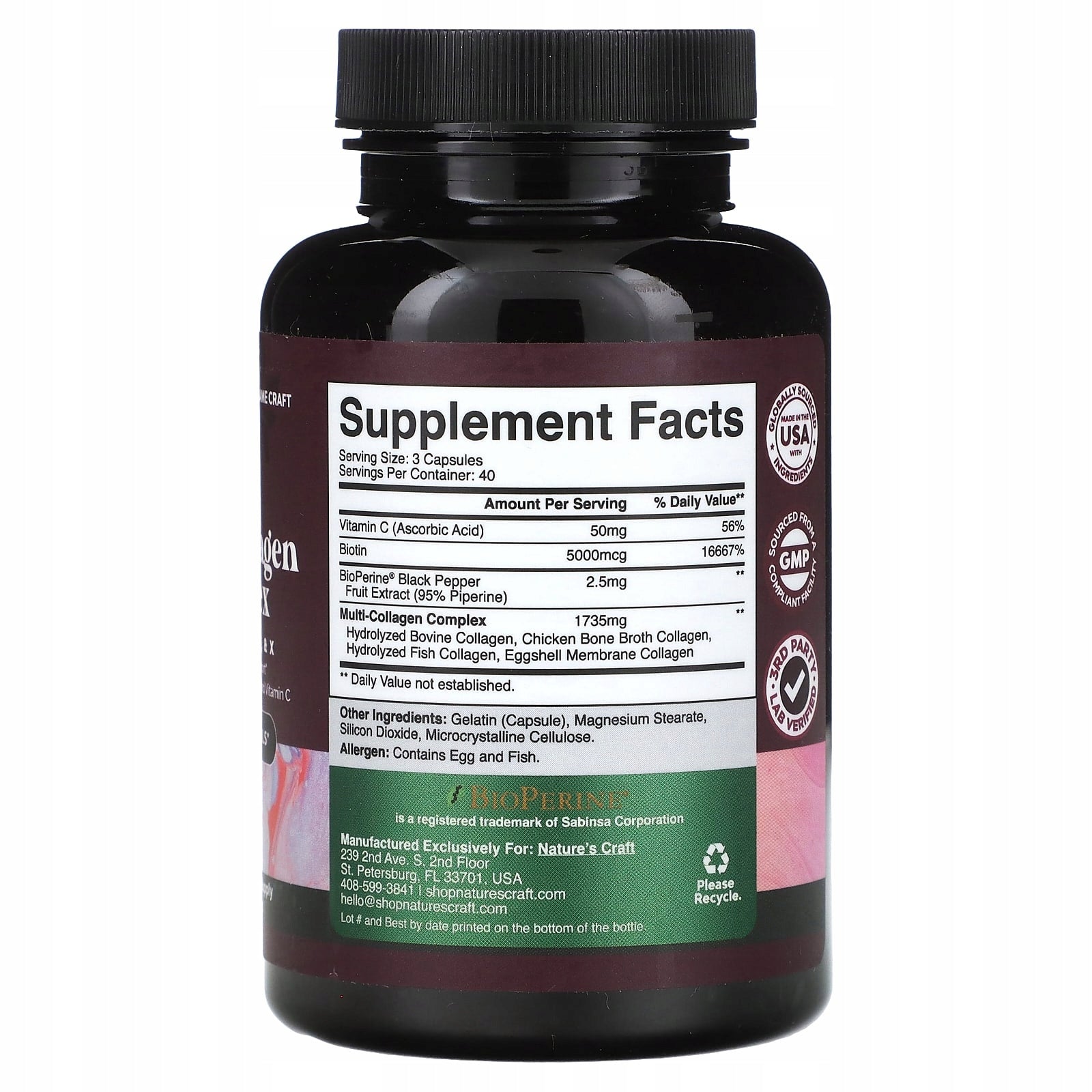 Nature's Craft, Multicollagen complex, 120 capsules Expiration date at least 3 months from the date of purchase