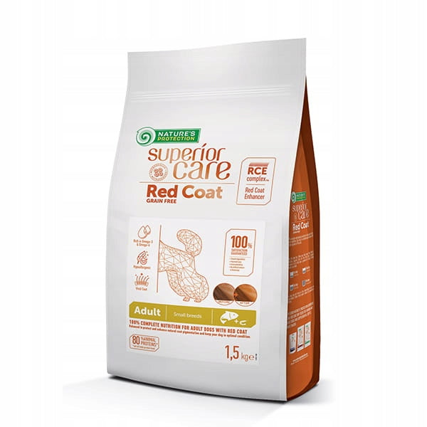 Nature's Protection Red Coat Salmon & Krill Small Breed 1.5kg Grain-Free Dog Food