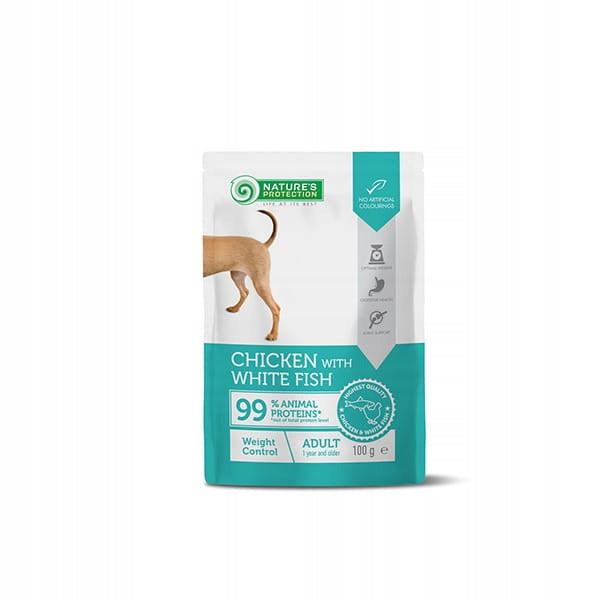 Nature's Protection Weight Control Wet Dog Food with White Fish 100 g Packaging status original
