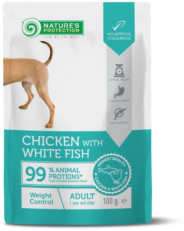 Nature's Protection Weight Control Wet Dog Food with White Fish 100 g