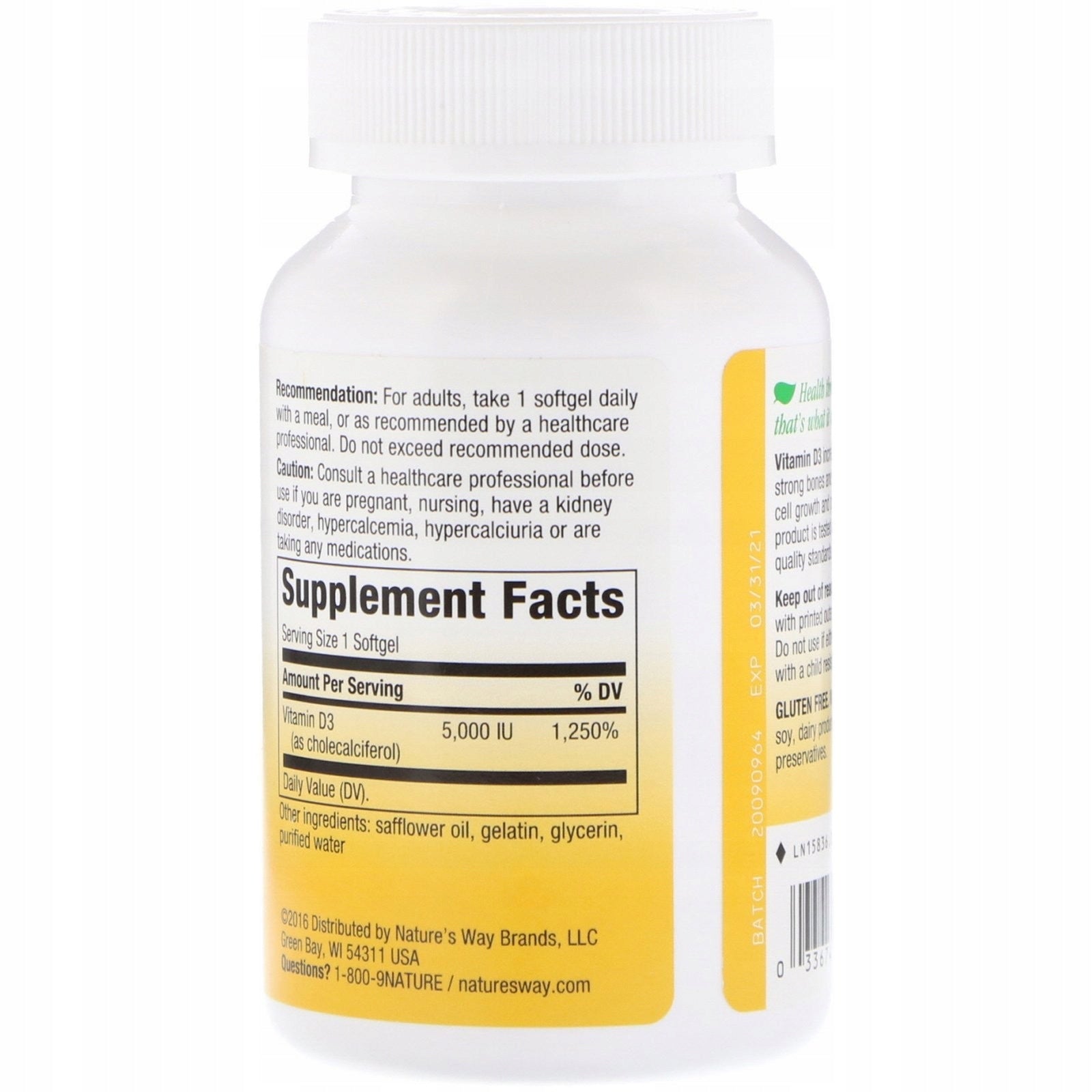 Nature's Way, Vitamin D3, 125 mcg, 240 Softgeli Brand Nature's Way