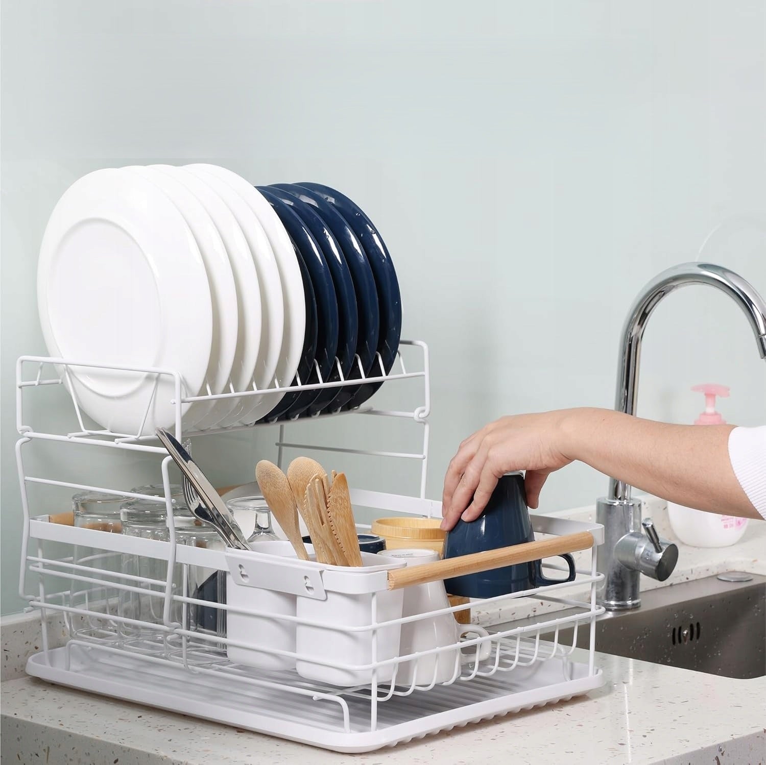 Navaris 2-level dish support, with support for cutlery and tray Manufacturer code 8260001000396