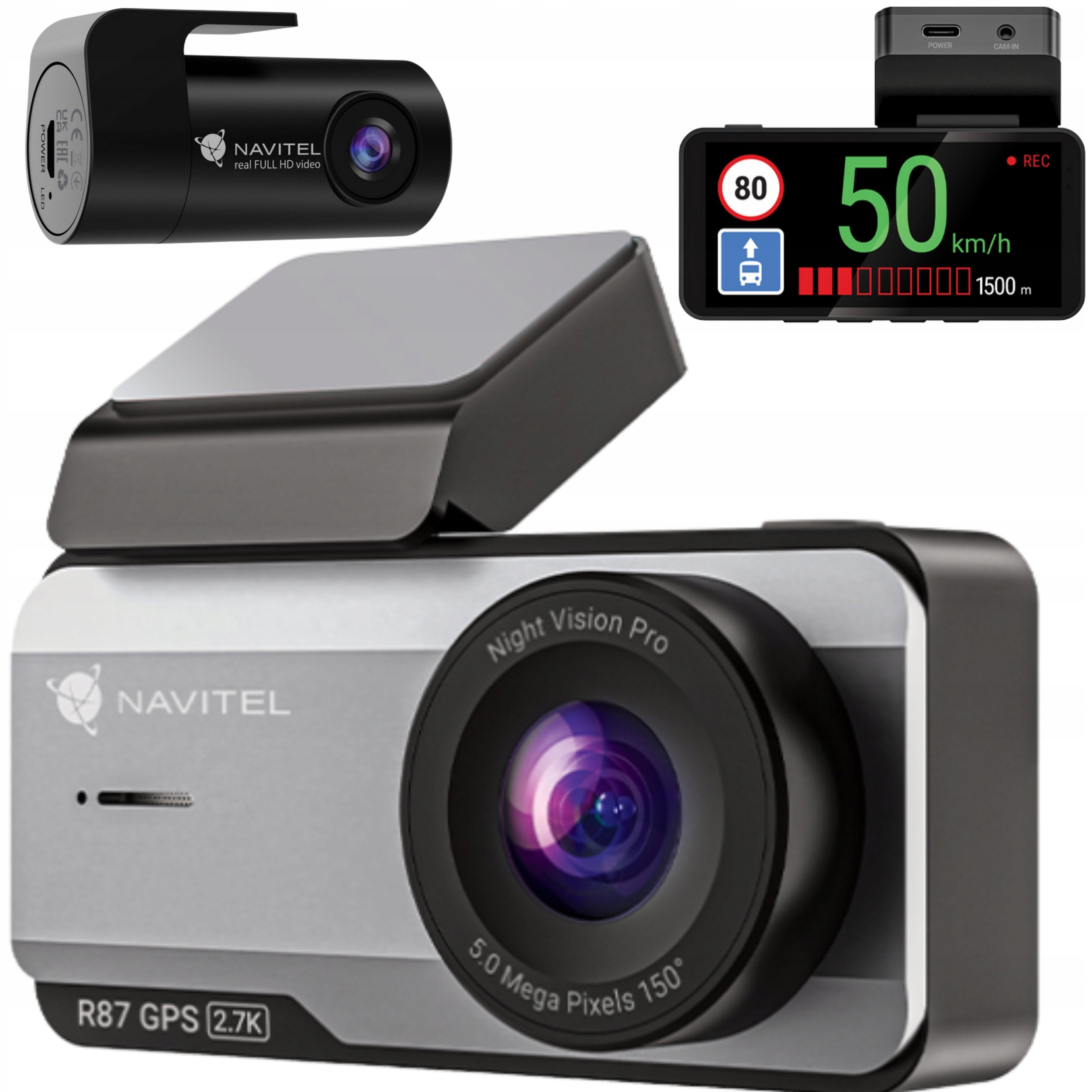 Navitel R87 Dual GPS, front rear video recorder, 2.7K SONY STARVIS 2