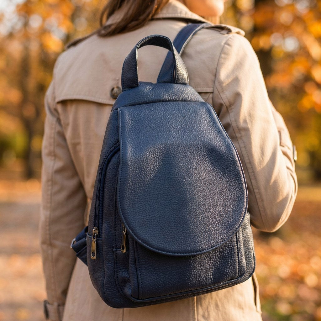 Navy Blue Soft Women's Two-Chamber Backpack Garnet 2 Brand no brand
