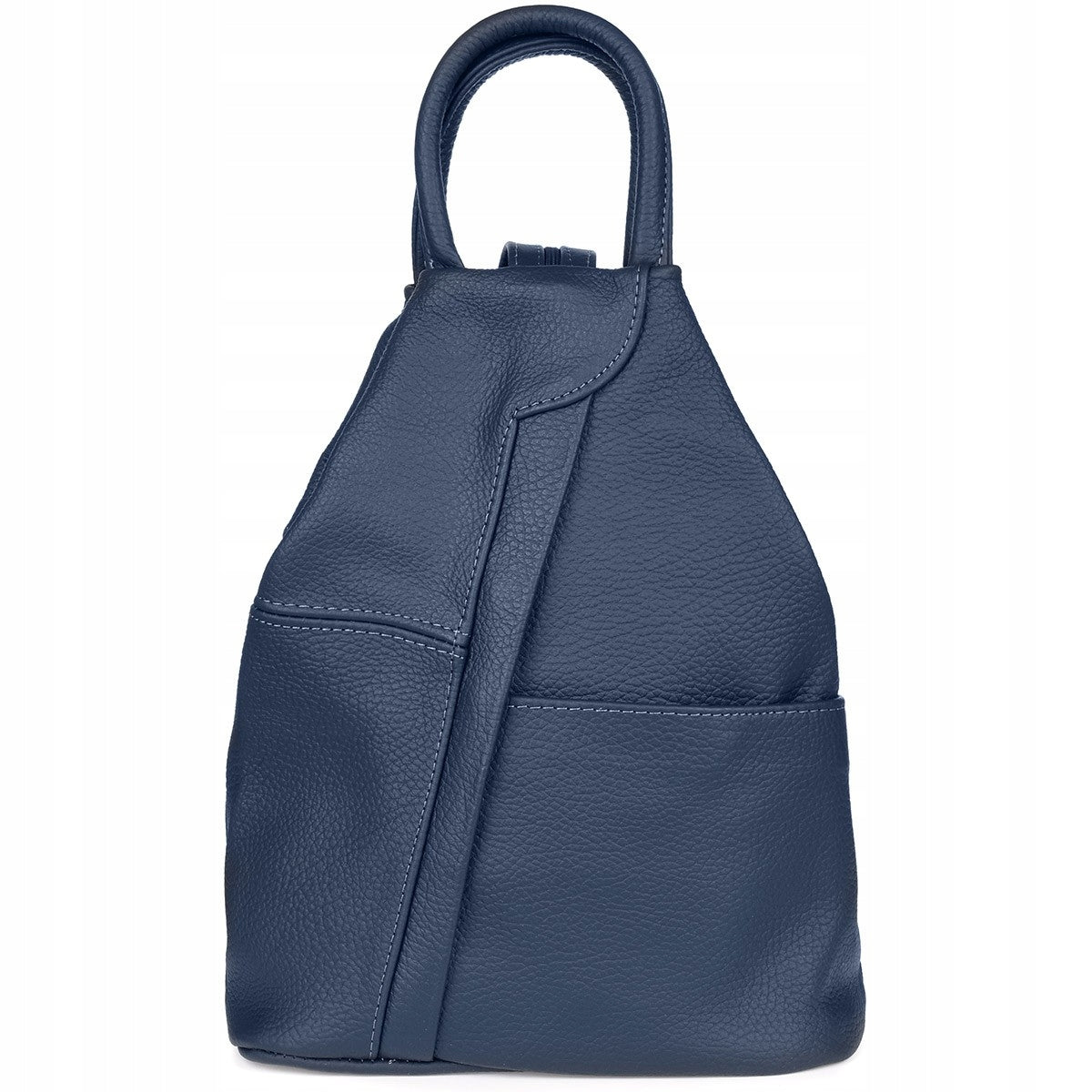 Navy Blue Women's Backpack Leather Triangle Spacious Beltimore Q60 Brand Beltimore