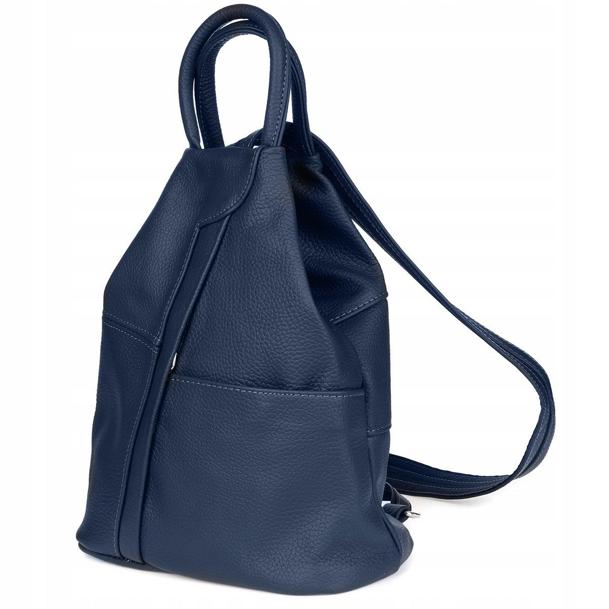 Navy Blue Women's Backpack Leather Triangle Spacious Beltimore Q60