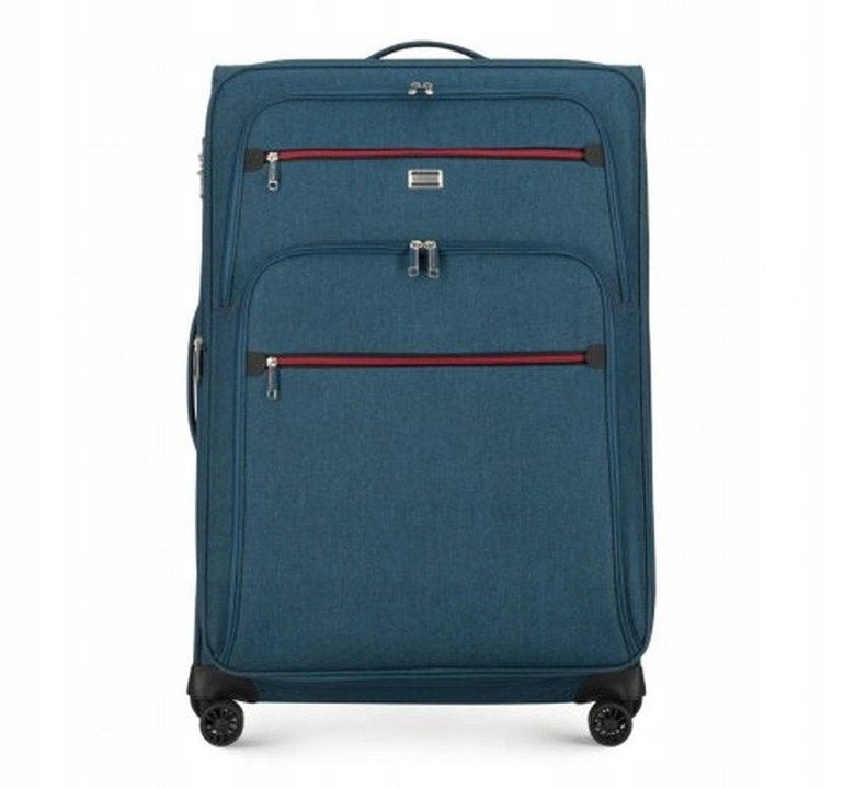 Navy blue suitcase large WITTCHEN 56-3S-503-91 soft roomy zipper TSA light