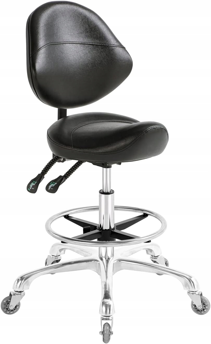 Nazalus swivel chair black with back support and swivel footrest