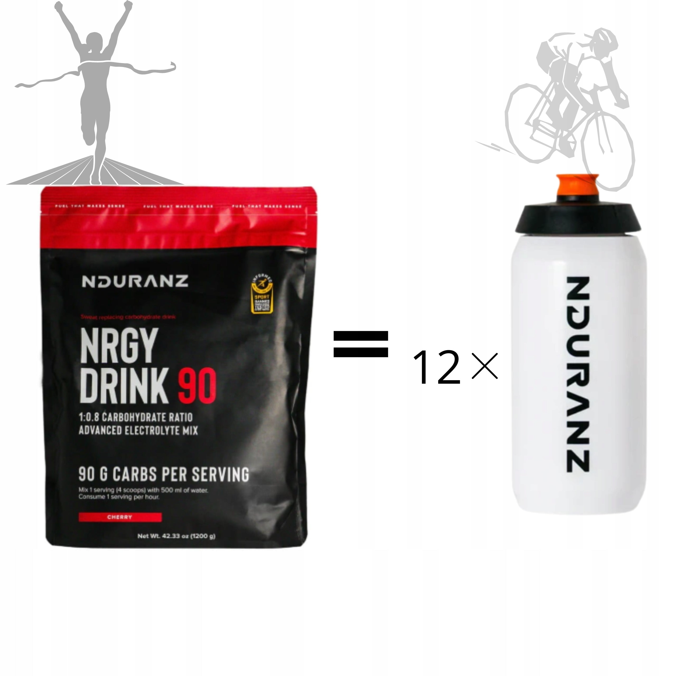 Nduranz Nrgy Unit Drink 90 1200g Carbohydrates Isotonic Cherry Flavour Expiration date at least 1 year from the date of purchase
