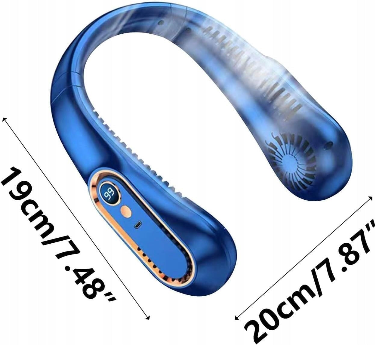 Neck Breeze Neck Fan 5-Speed, Neck Fan Blows Up and Down,Portable,Silent Dominant color blue