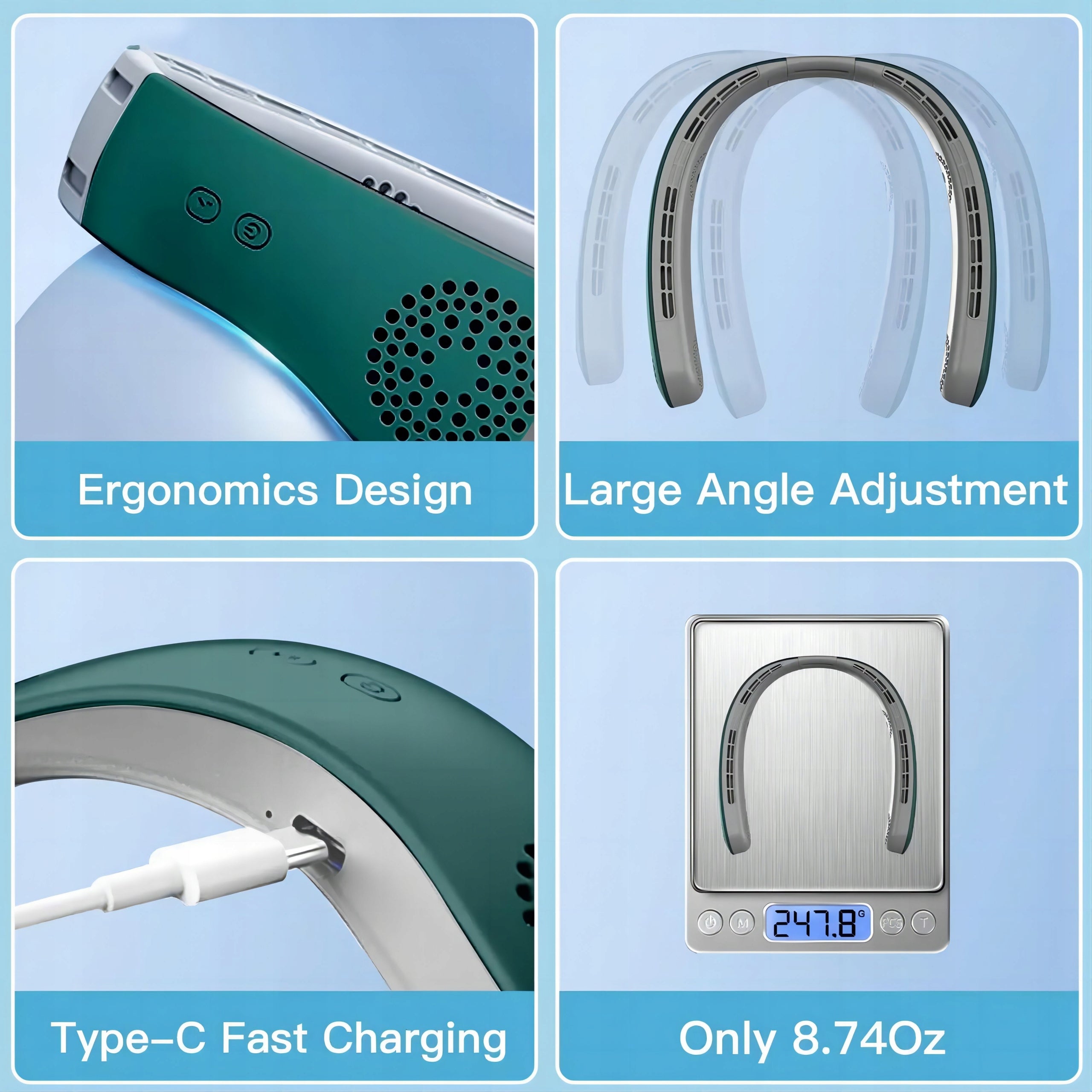 Neck Fan 4 Turbo 2400mAh Bladeless Quiet Brand no brand