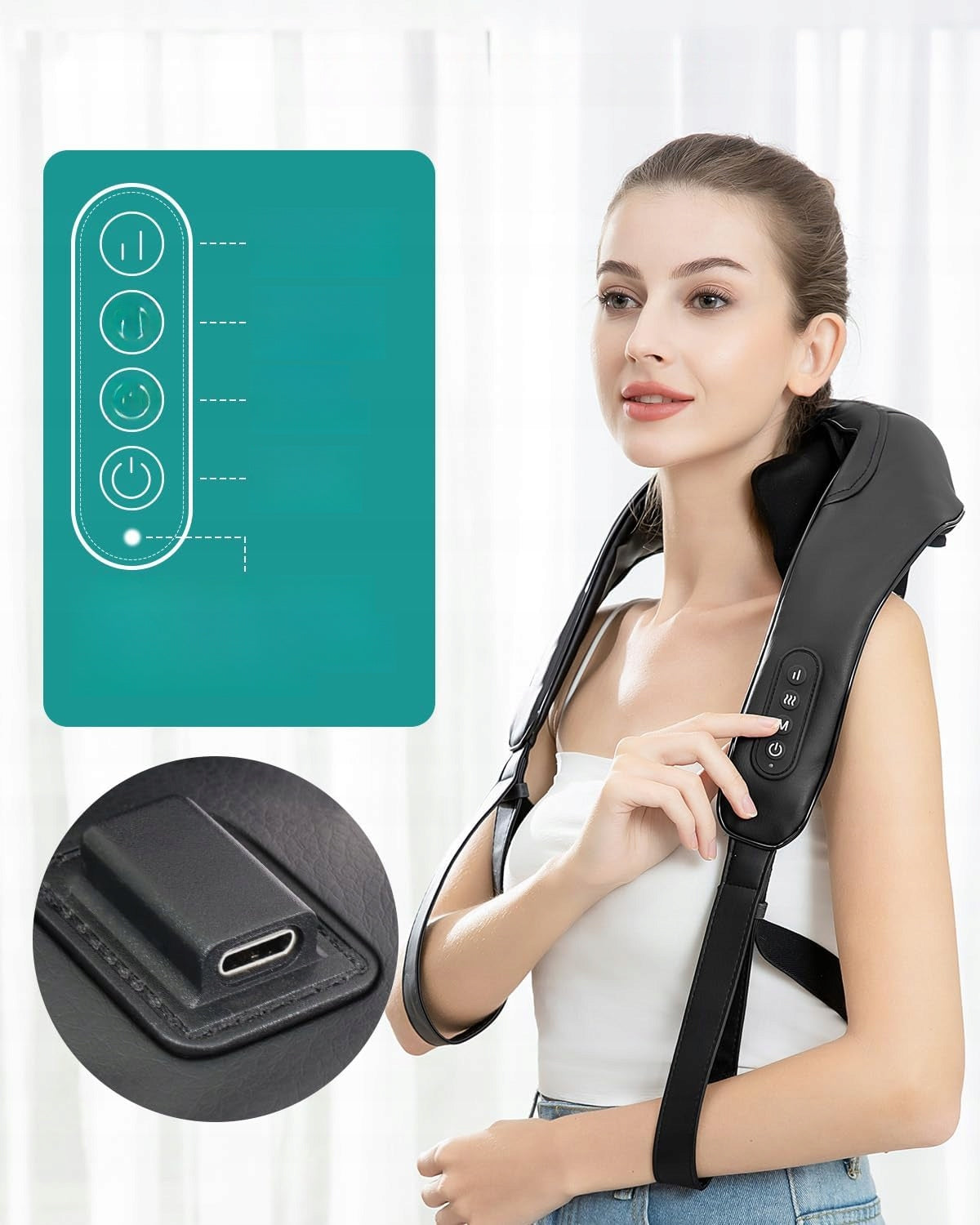 Neck Massager Arm Heated Wireless Shiatsu Black Brand Nekteck