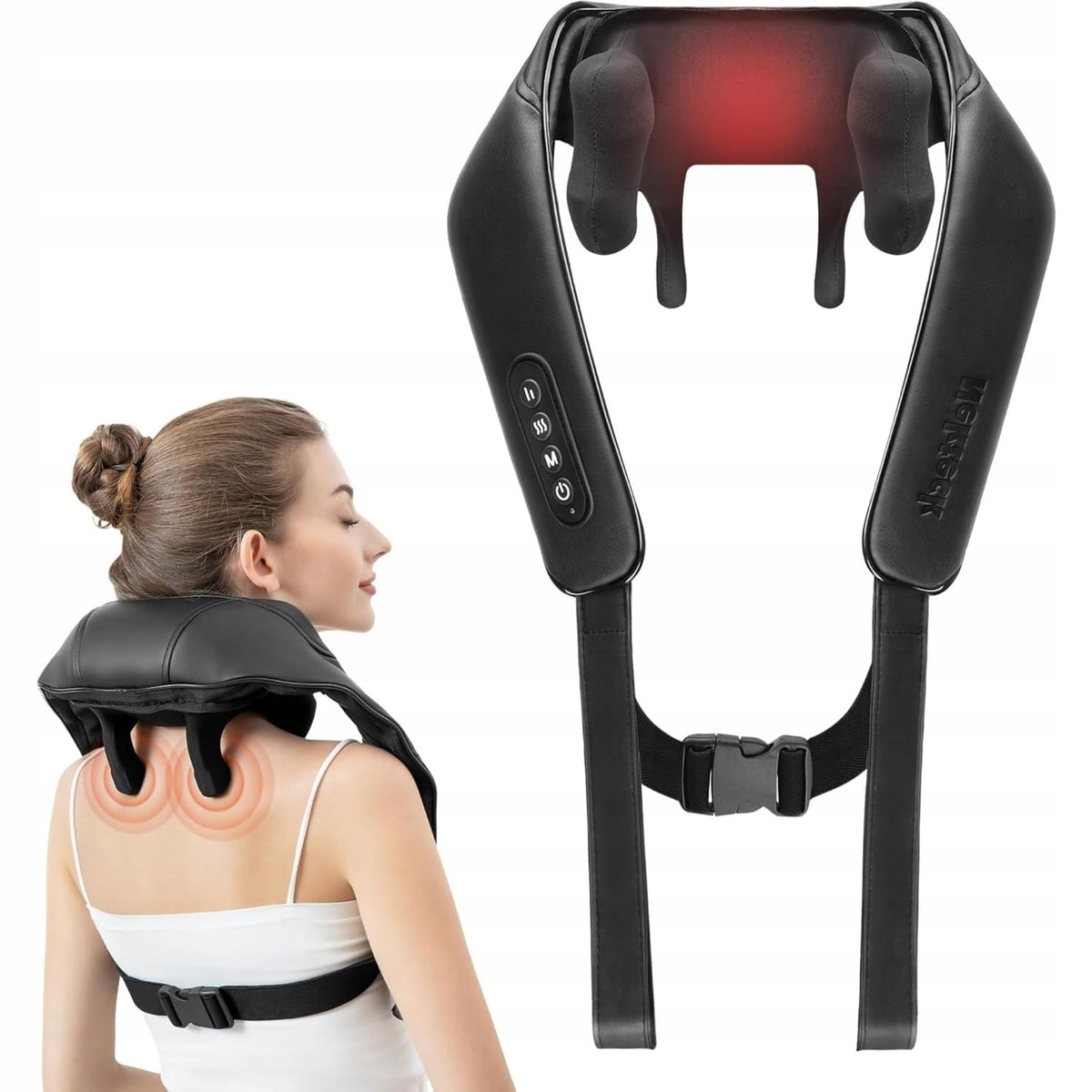 Neck Massager Arm Heated Wireless Shiatsu Black