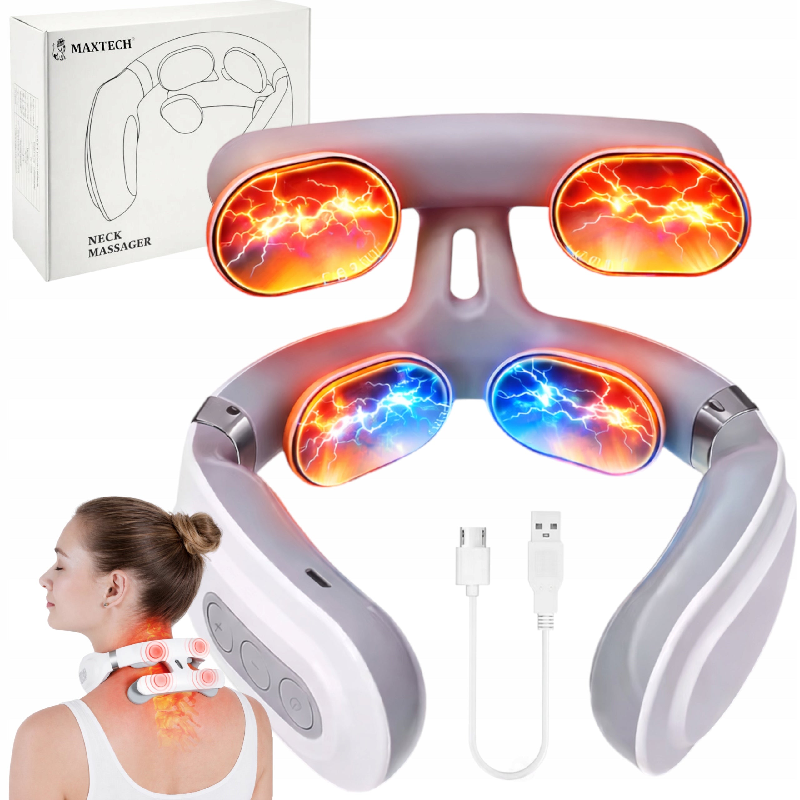 Neck Massager EMS Massage Neck Electrostimulator Wireless With Heating