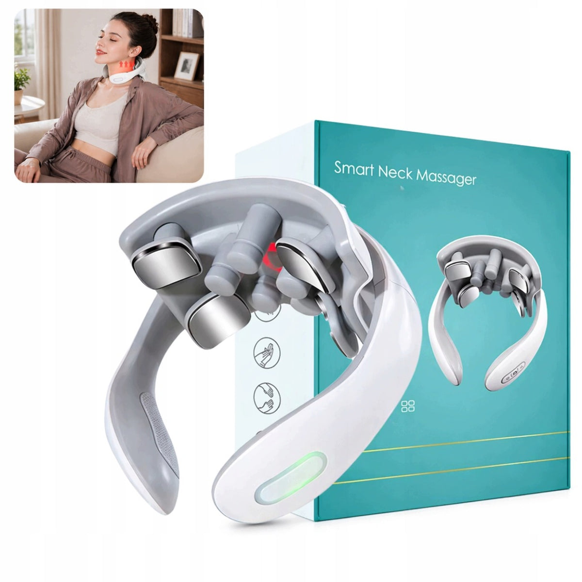 Neck Massager Neck Electrostimulator 9 Massage Heads Wireless Neck