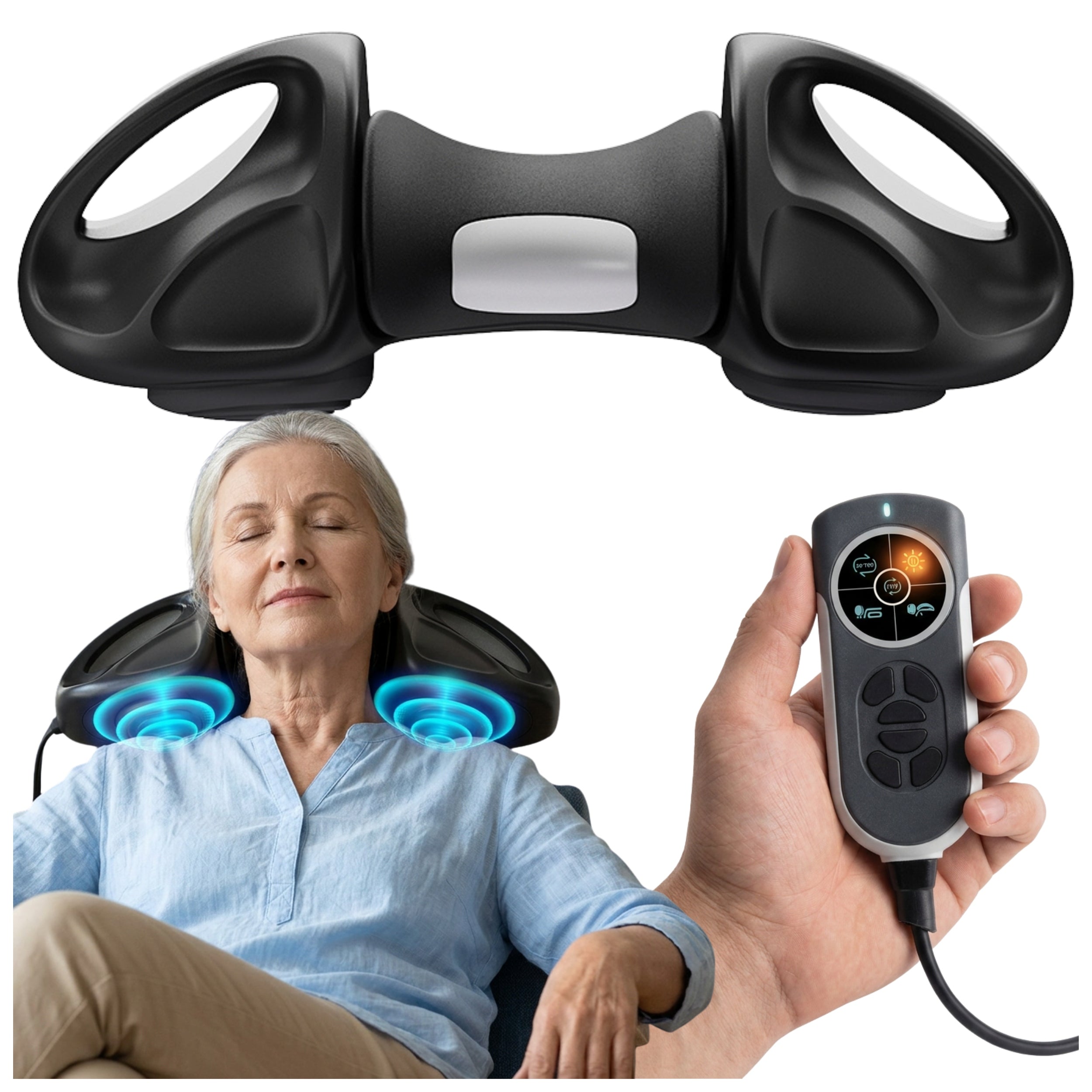 Neck Massager with EMS Vibration Heating Function Pain Relief Wireless