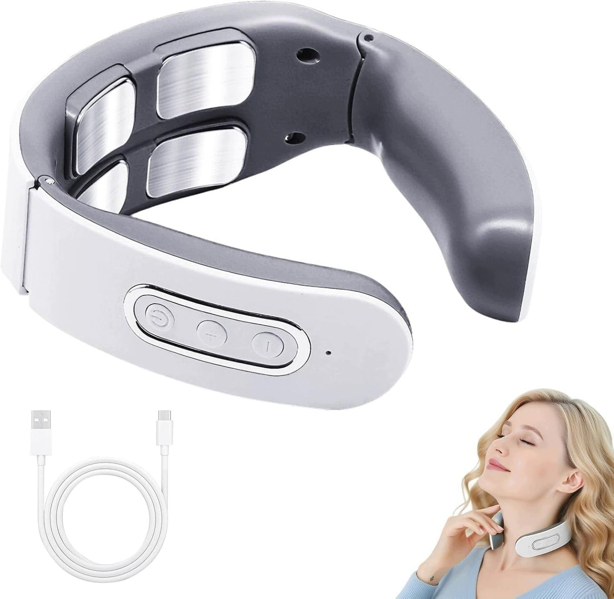 Neck massager 6 modes electrical impulses to relieve pain and overload