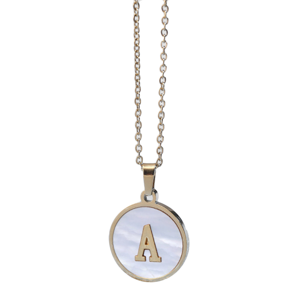 Necklace with initials in the form of letters Minimalistic round gold