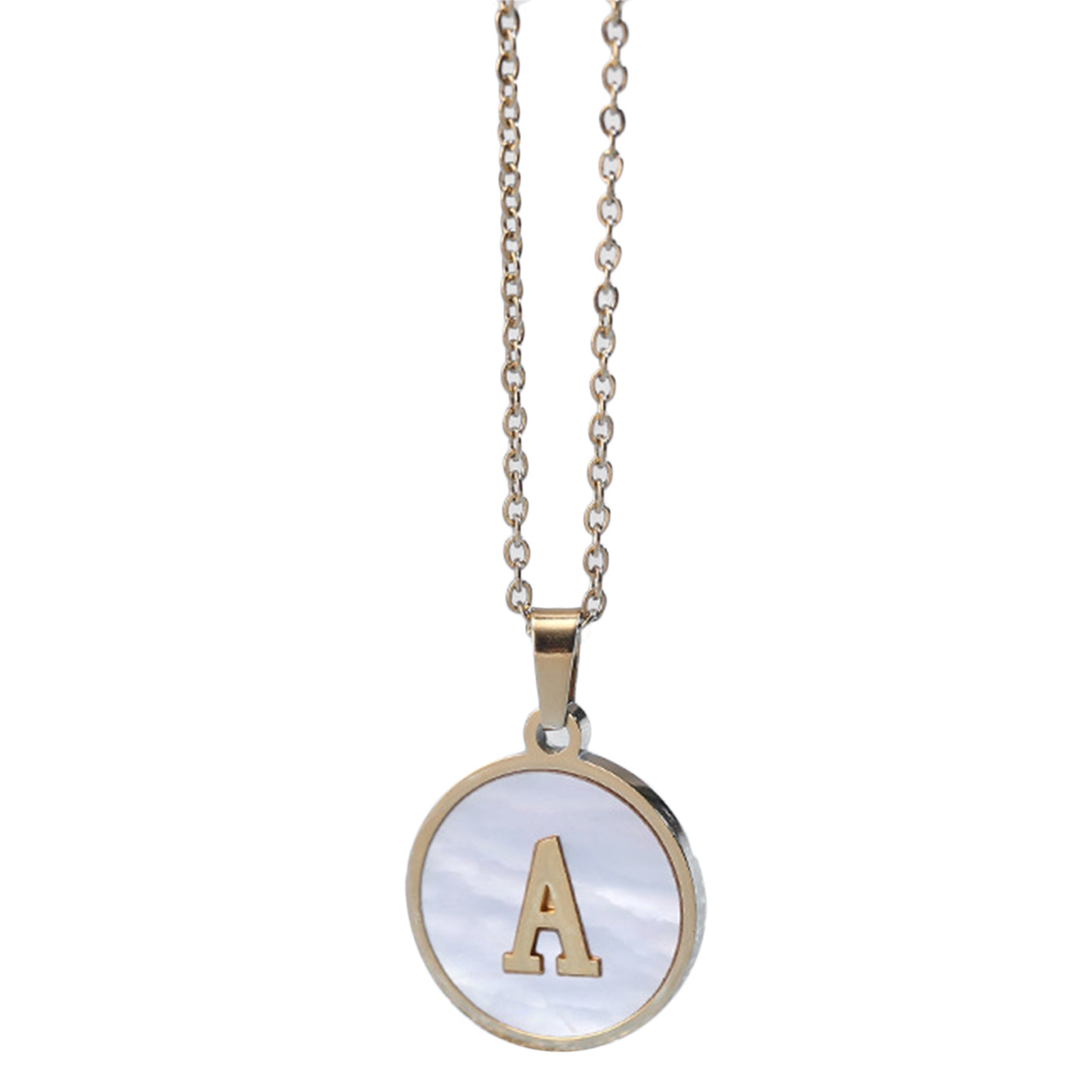 Necklace with initials in the form of letters Minimalistic round gold