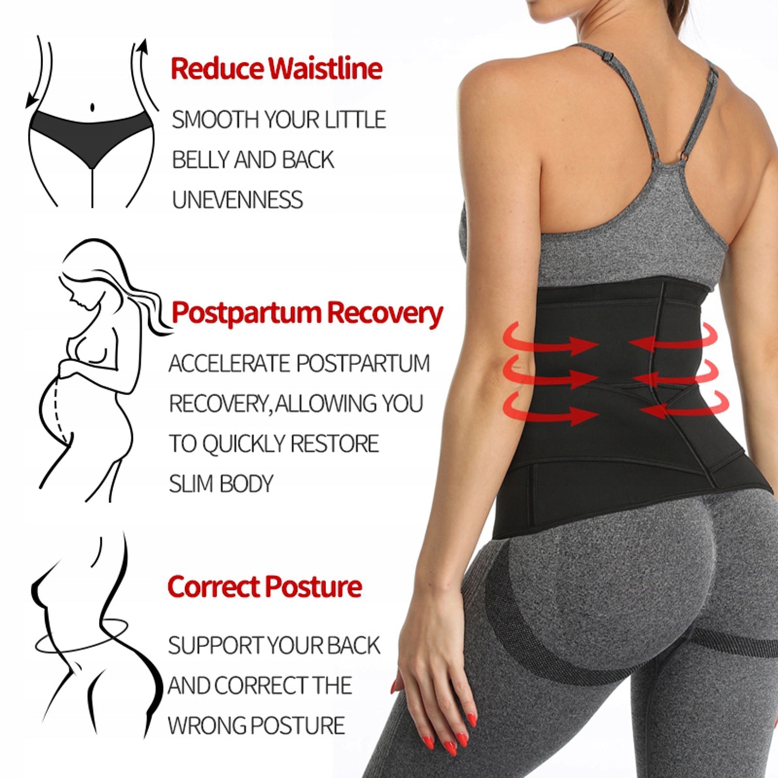 Neoprene Waist Training Corset Belt Women Black XL Body parts not specified