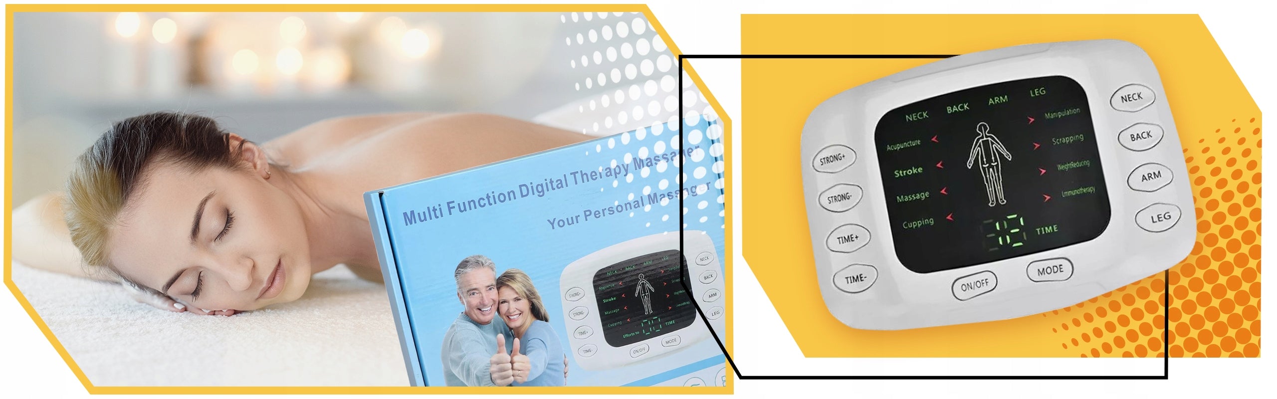 Nerve Muscle Electrostimulator Pain Massager 4 Electrodes MULTIPLE FUNCTIONS Color white