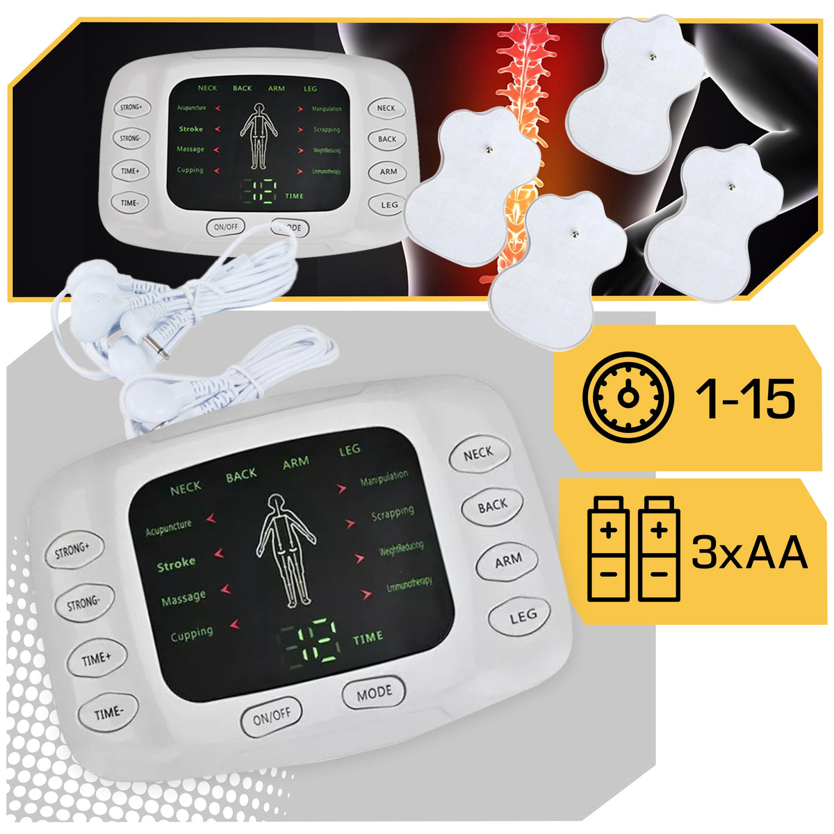 Nerve Muscle Electrostimulator Pain Massager 4 Electrodes MULTIPLE FUNCTIONS EAN (GTIN) 5906700046452