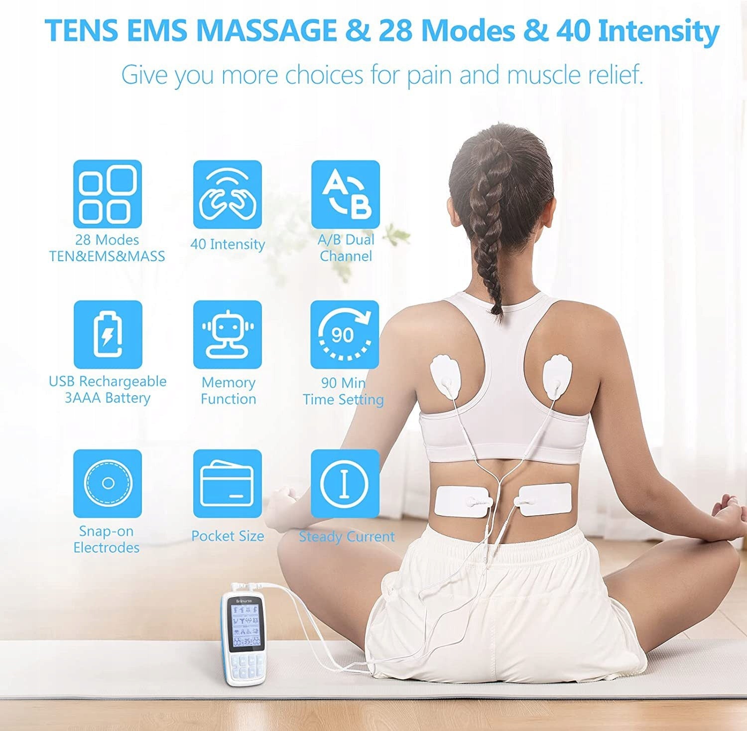Nerve Muscle Electrostimulator TENS EMS MASSAGE Two Channel 68 Brand no brand