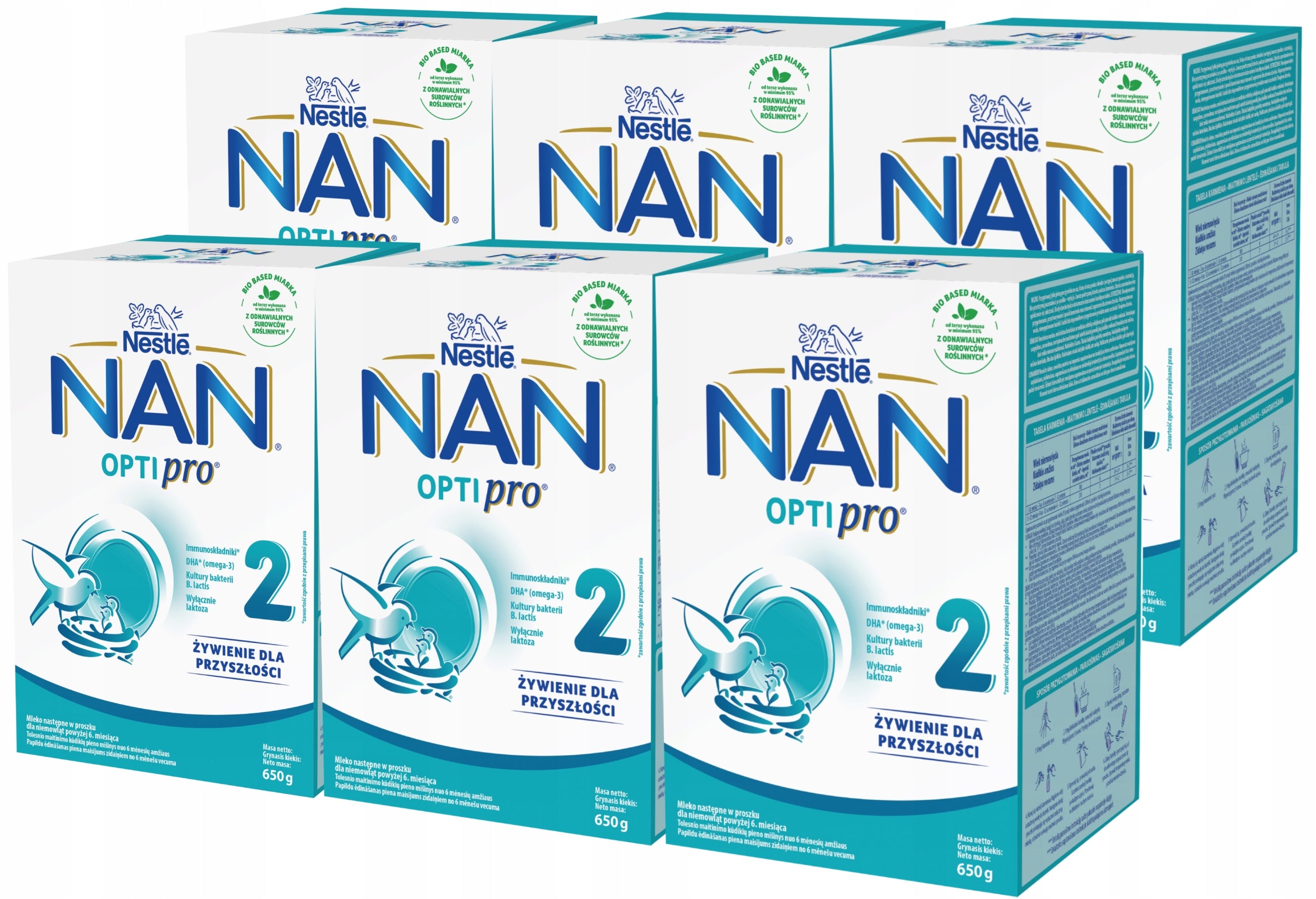 Nestlé NAN OptiPro 2 Powdered Milk for Children 6 - 12 Months 6x 650 g