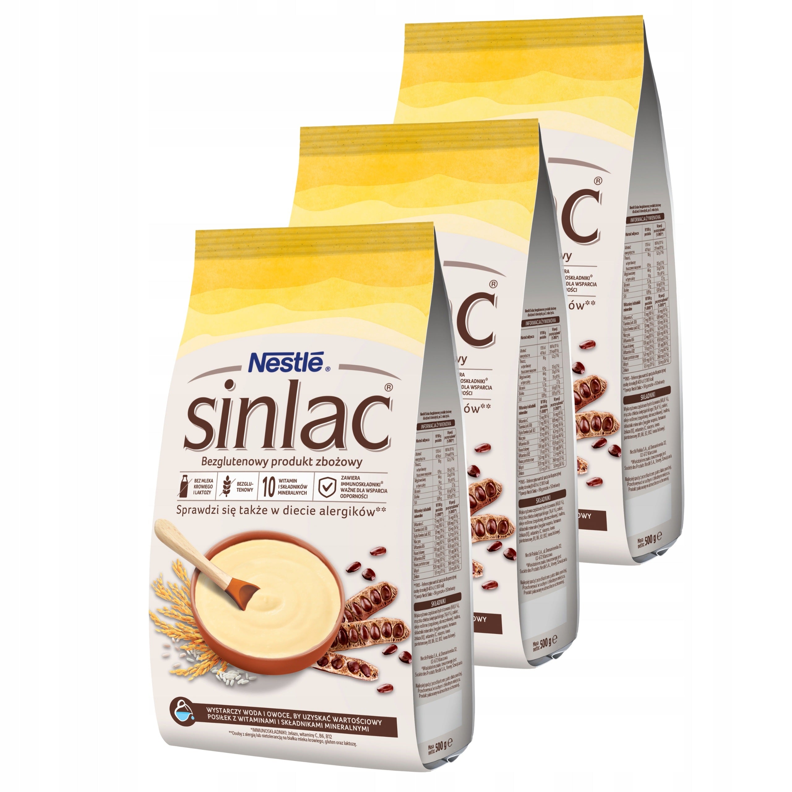 Nestlé Sinlac porridge gluten-free cereal product after 3 years of age 500 g x3