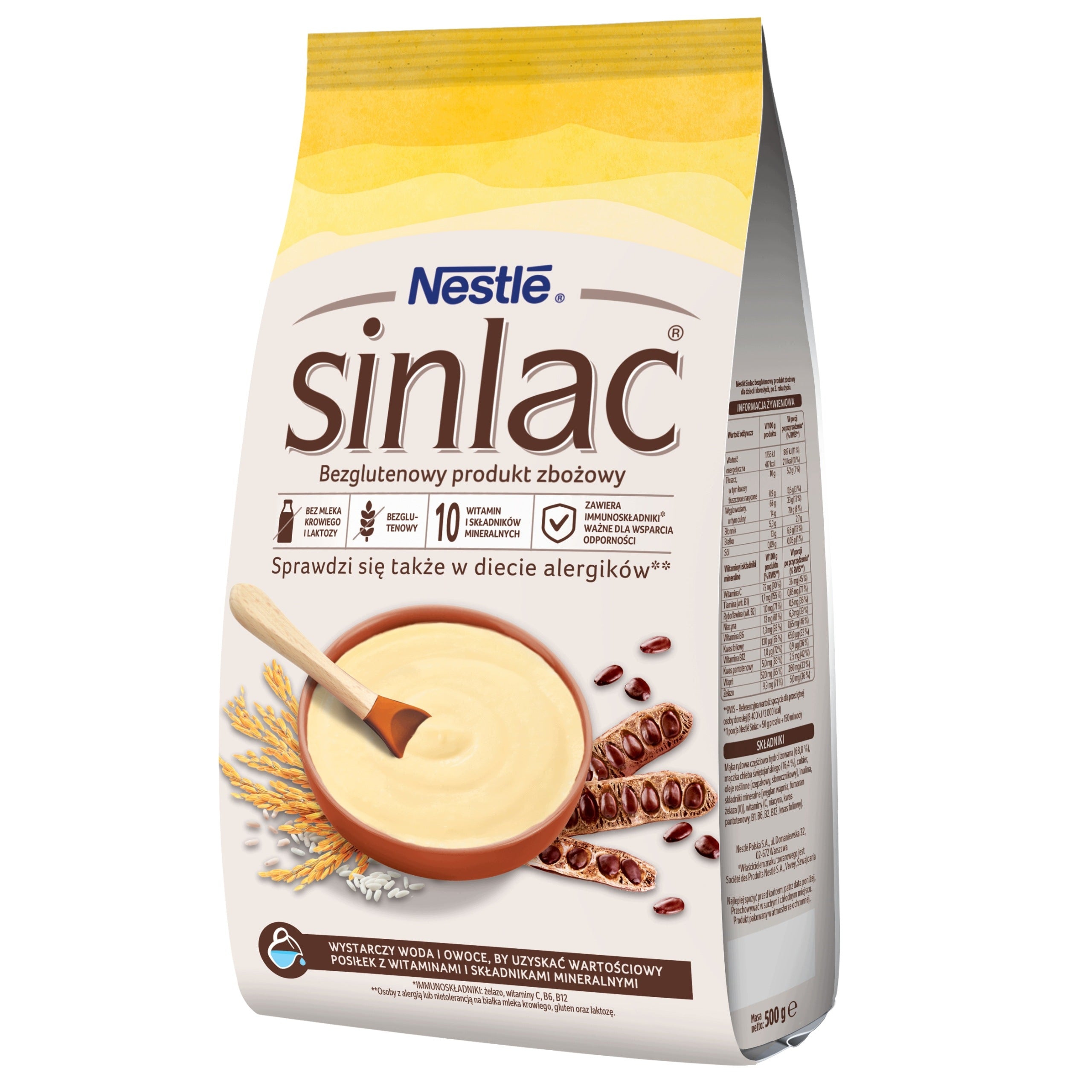 Nestlé Sinlac porridge gluten-free cereal product after 3 years of age 500 g
