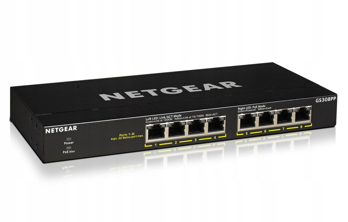 Netgear Unmanaged Switch GS308PP 8x1Gb PoE+ Manufacturer Netgear