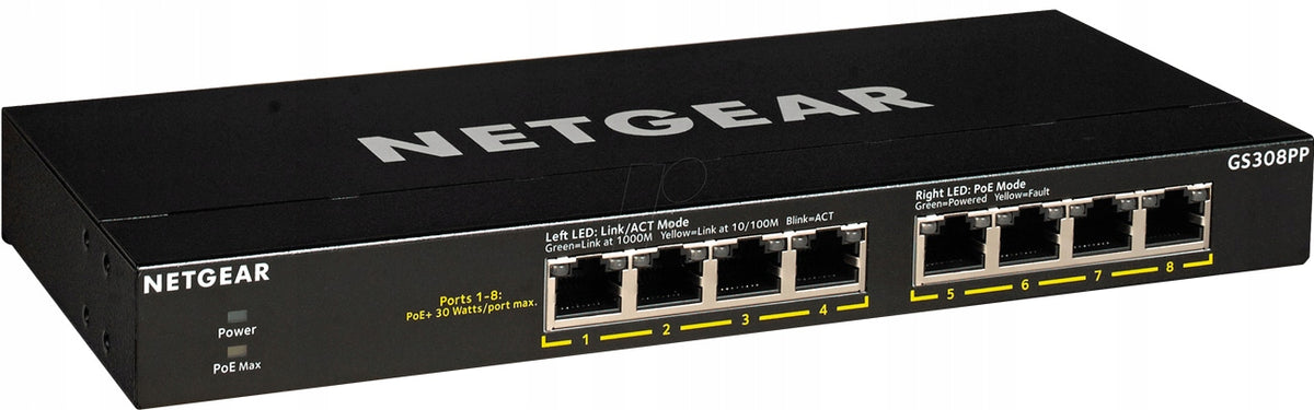 Netgear Unmanaged Switch GS308PP 8x1Gb PoE+