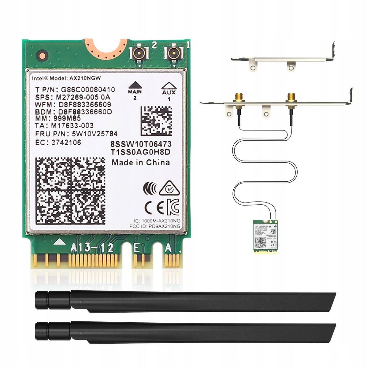Network Adapter 2in1 Intel Wifi 2.4/5/6Ghz AX PCIE M.2 Bluetooth 5.2 Packaging status original