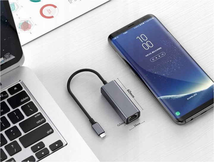 Network Adapter USB-C LAN Ethernet RJ45 Gigabit 1000 Mbps Plug&Play Packaging status original