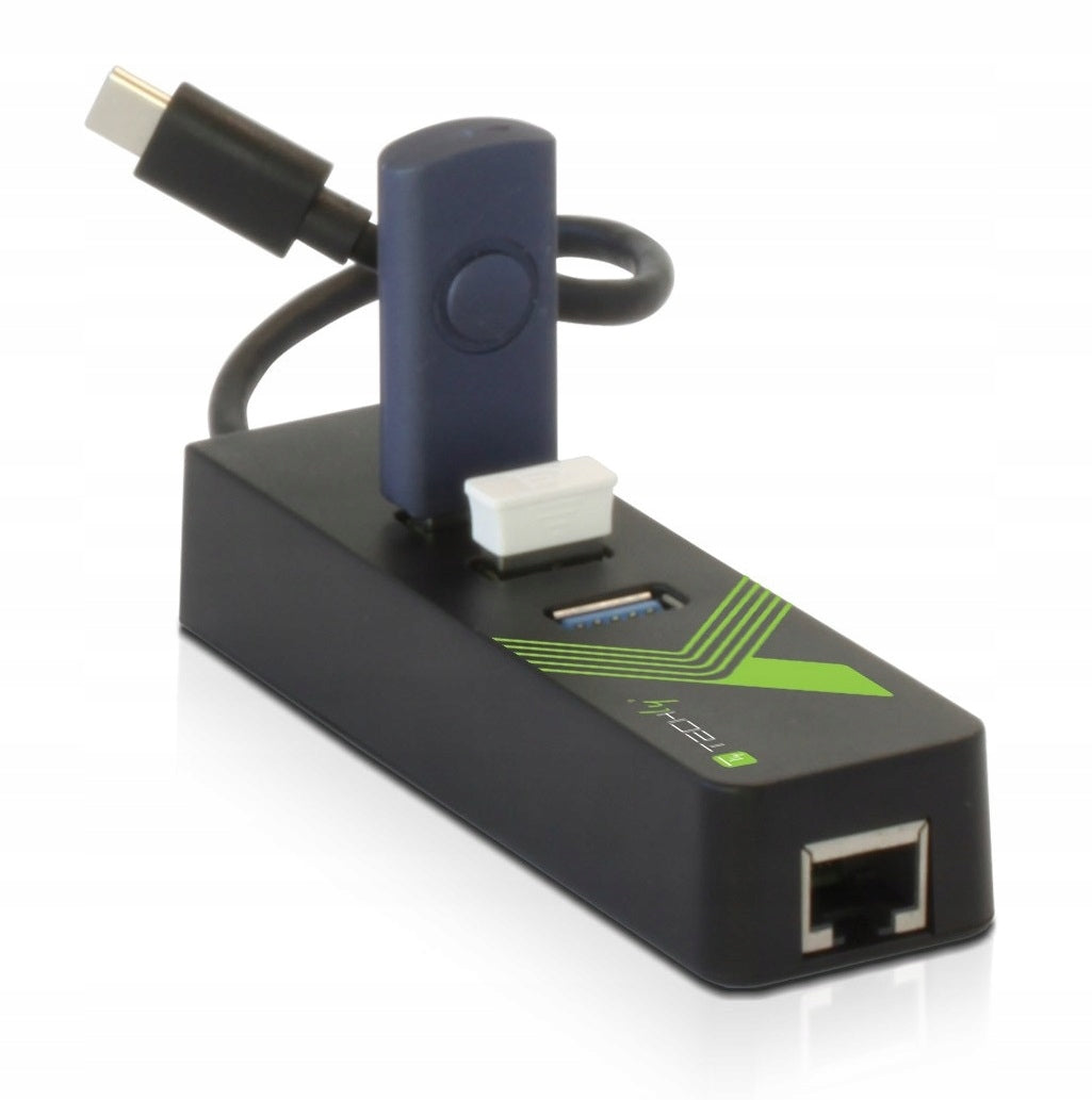 Network Adapter USB-C to Gigabit RJ45 Hub 3x USB 3.0 Techly Manufacturer code IDATA USB-ETGIGA-3C2