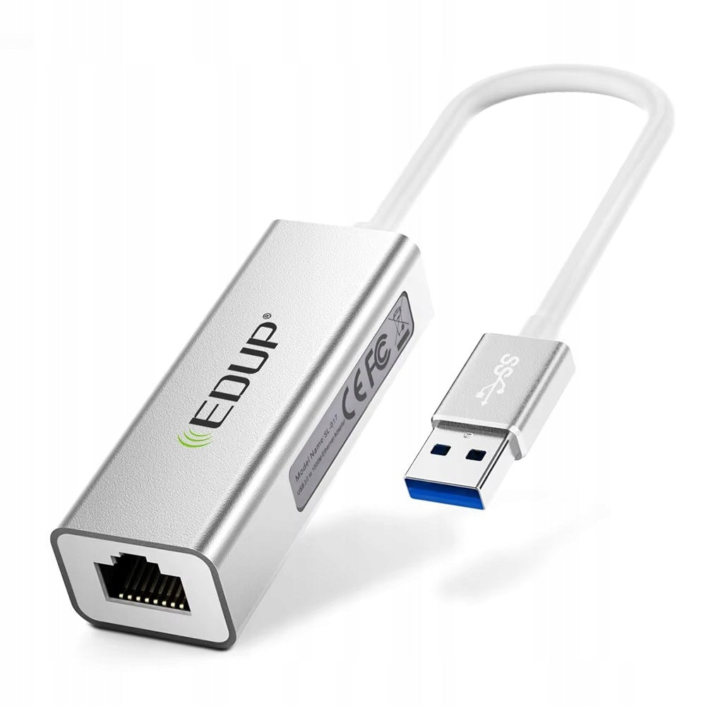 Network Card LAN Adapter USB 3.0 To RJ45 10/100/1000Mbps Silver EDUP