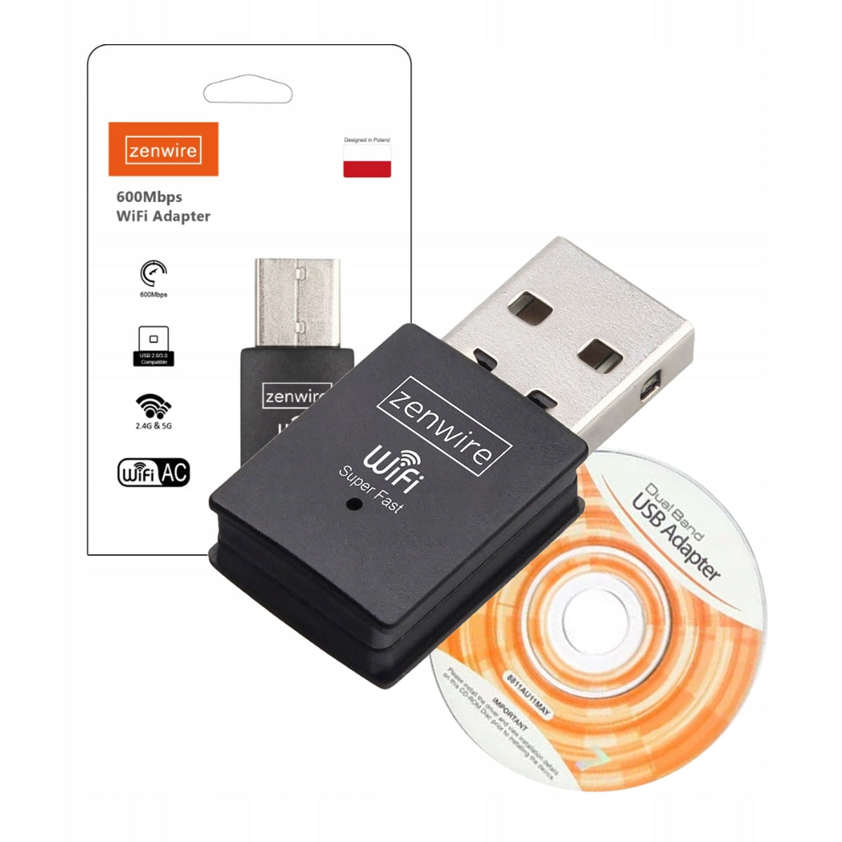 Network Card USB WiFi Adapter Outdoor Antenna 600MB 5Ghz for Computer