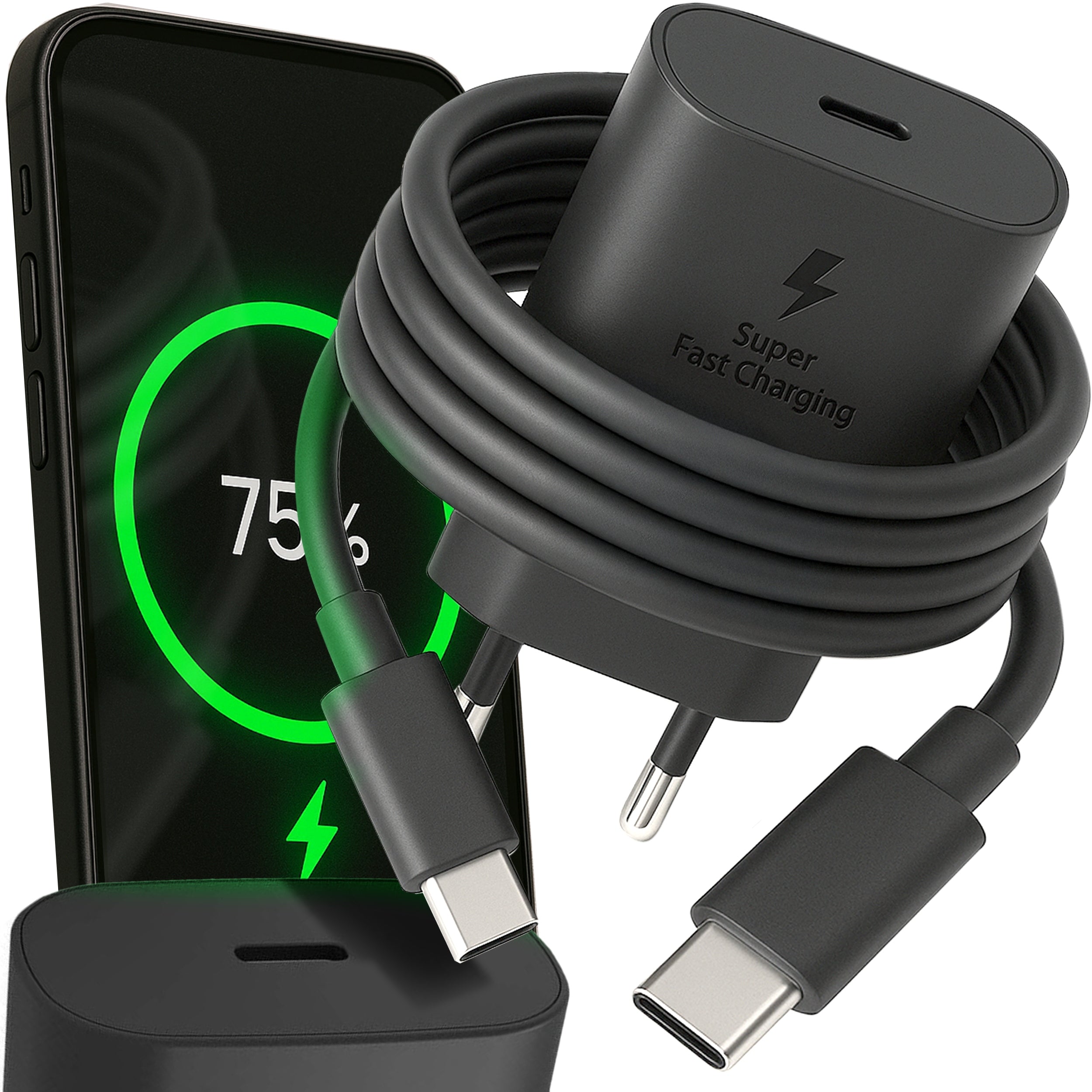 Network Charger Fast USB-C 45W PD + USB-C to USB-C Cable 3.0 2.4A 1m