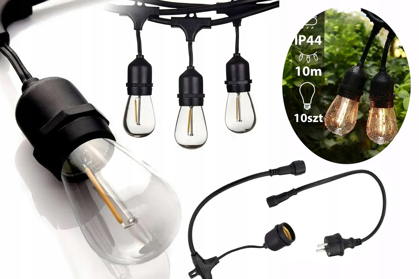 Network GARLAND 230V Garden Chain 10m E27+10x LED Filament BULBS