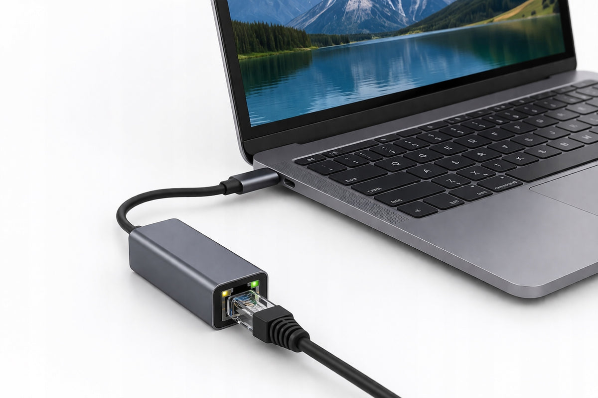 Network adapter USB-C RJ45 LAN 1000Mb/s Gigabit Ethernet STABLE Manufacturer code 5908451792879_MTPL_PL