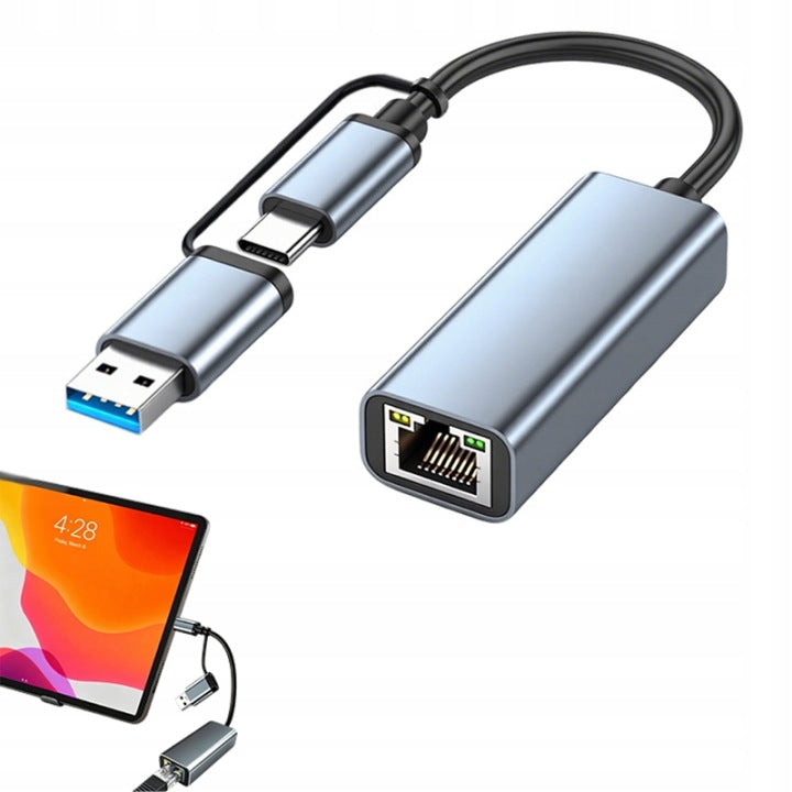 Network adapter USB-C USB-A Ethernet adapter RJ45 Gigabit 1000 Mbps