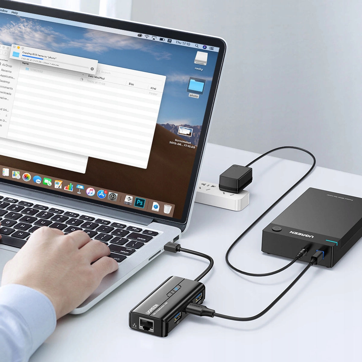Network adapter Ugreen 20265, USB 3.0, RJ-45, black Product weight with unit packaging 0.5 kg