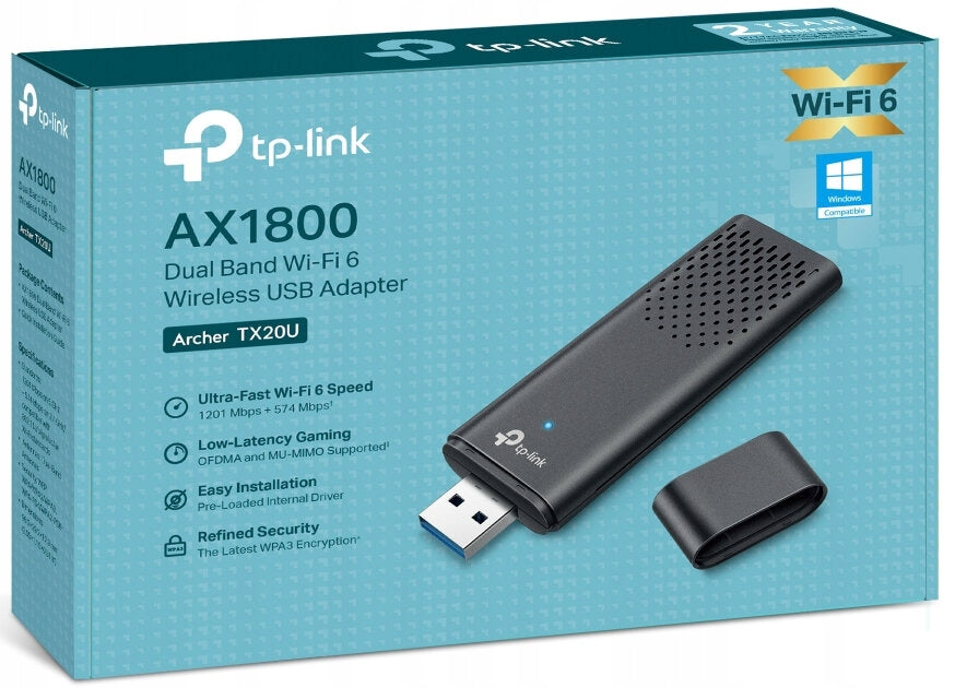 Network card TP-LINK Archer TX20U USB, WiFi 6 AX1800 Manufacturer TP-Link
