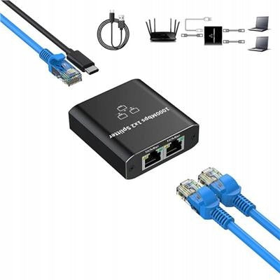 Network splitter 1x2 RJ45 LAN 1 Gbps