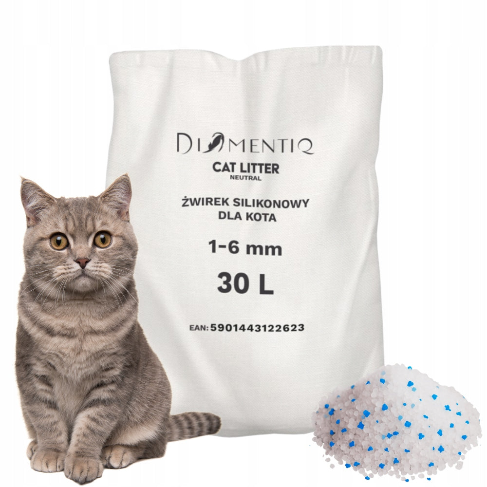 Neutral Silicone Non-Clumping Litter for DIAMENTIQ Cat 30l Trade name żwirek silikonowy dla kota 30l