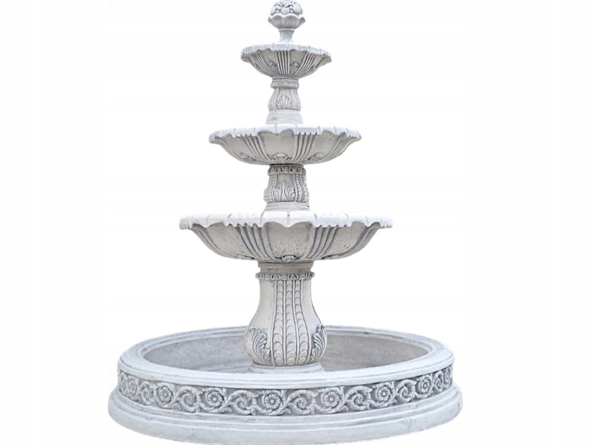 Nevada Garden Fountain Pool with Bottom 170cm. White Concrete Conglomerate Ag-Bet Manufacturer Ag-Bet