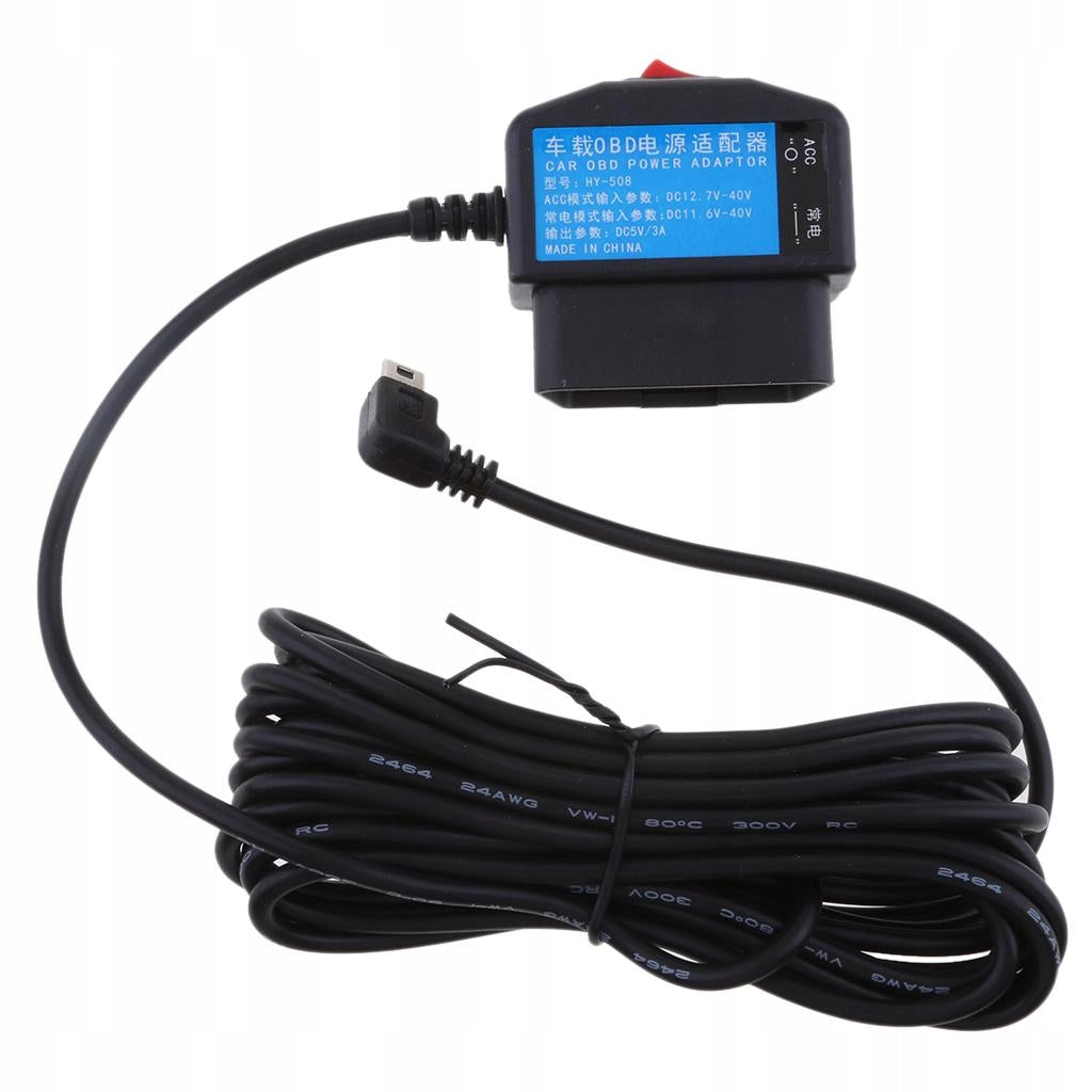 New 12/24V to 5V/3A In Car Cam Hardwire Kit with Mini USB Head Cable Packaging status original